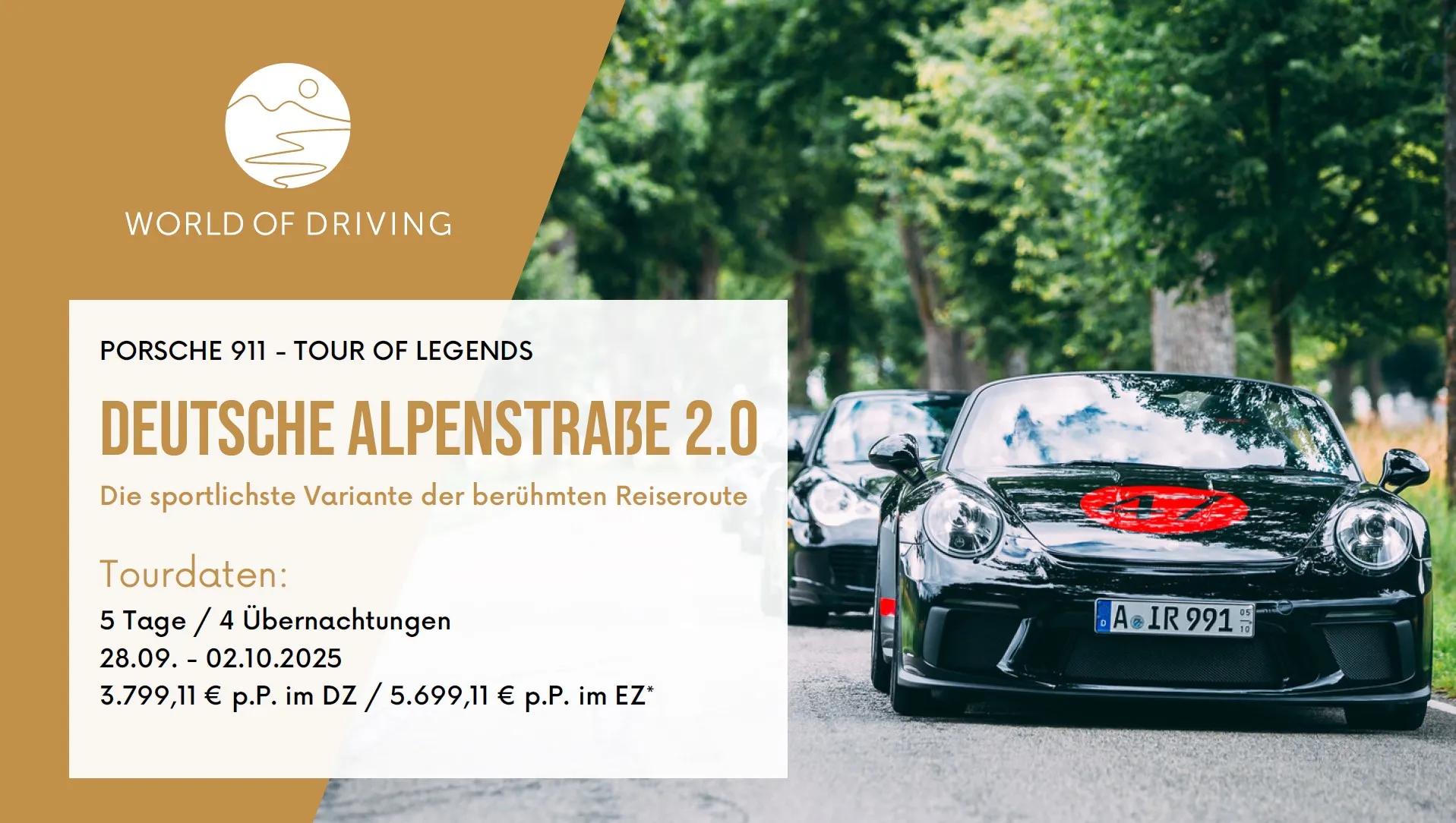 Alle Generationen des PORSCHE 911 fahren und erleben – „Deutsche Alpenstraße 2.0“ – Tour of Legends